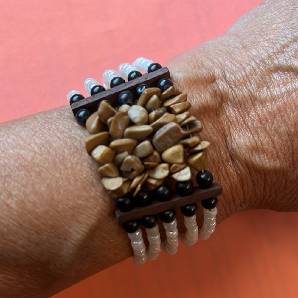 Bohemian Style Beaded Collar & Cuff Bracelet - image 5